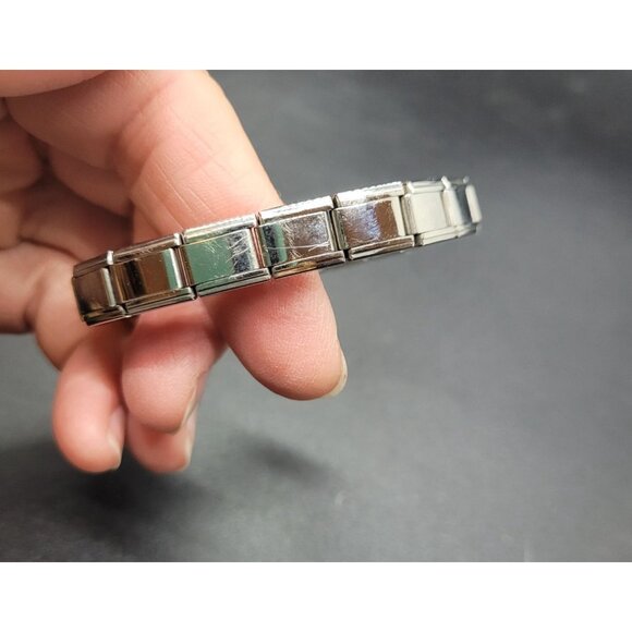 VTG Italian Charm Bracelet USA Flag Inspirational Angel Cherub preppy classic - Picture 3 of 4